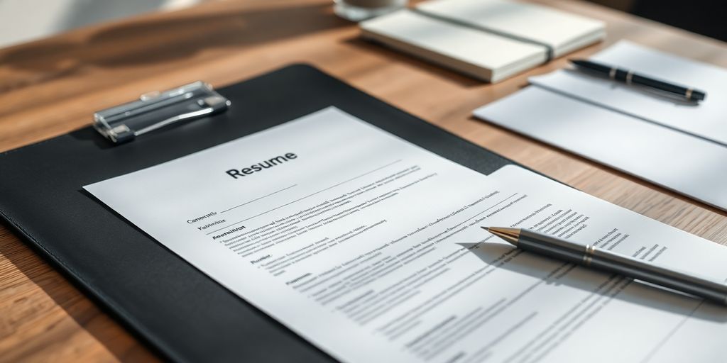Job application folder with cover letter and resume.