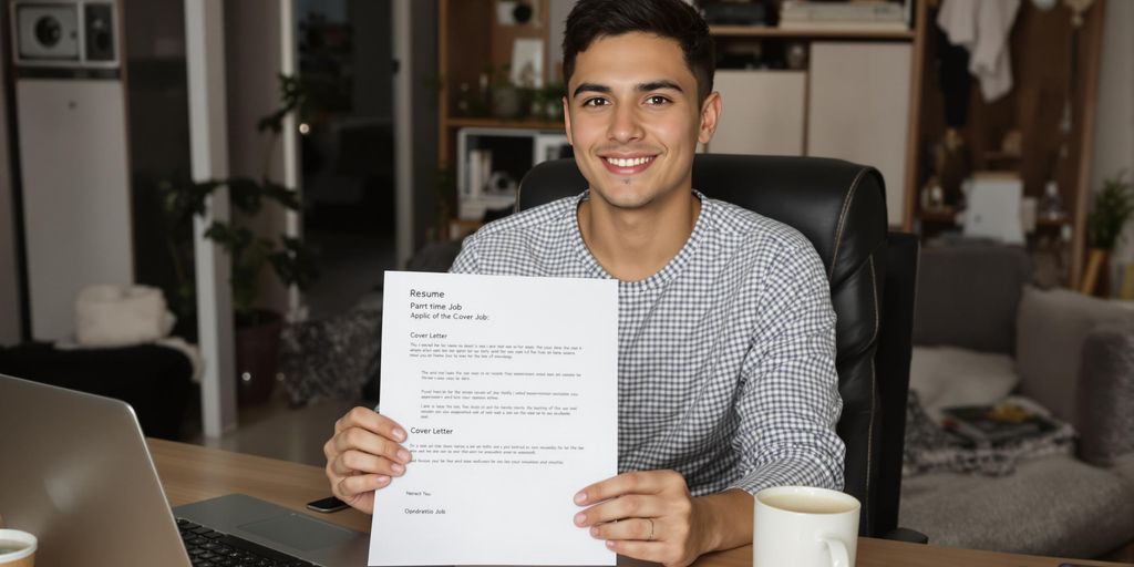 Person preparing job application at home workspace