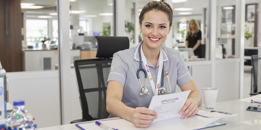 Medical assistant reviewing documents in modern clinic