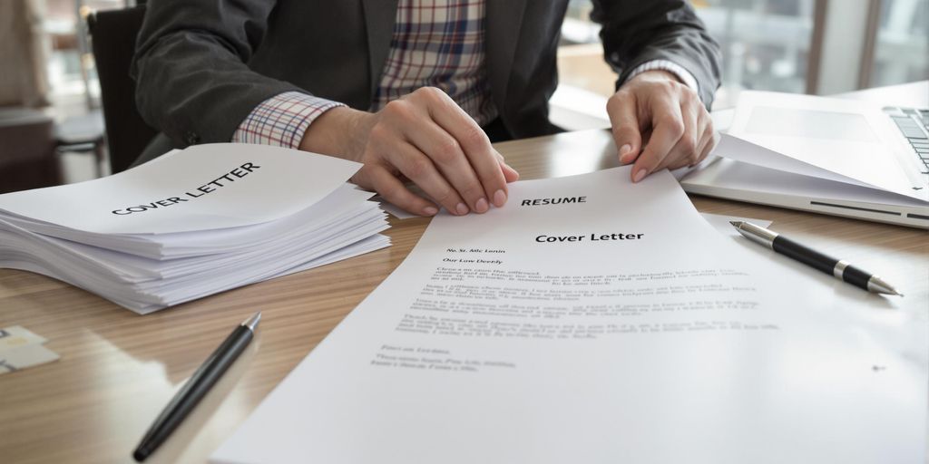 Person reviewing cover letter at tidy professional desk