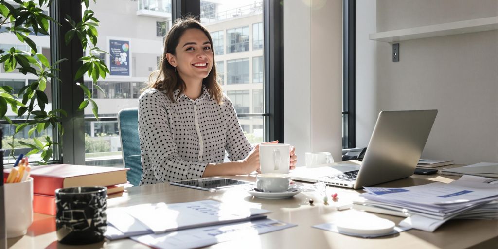 Young professional at modern New Zealand office desk