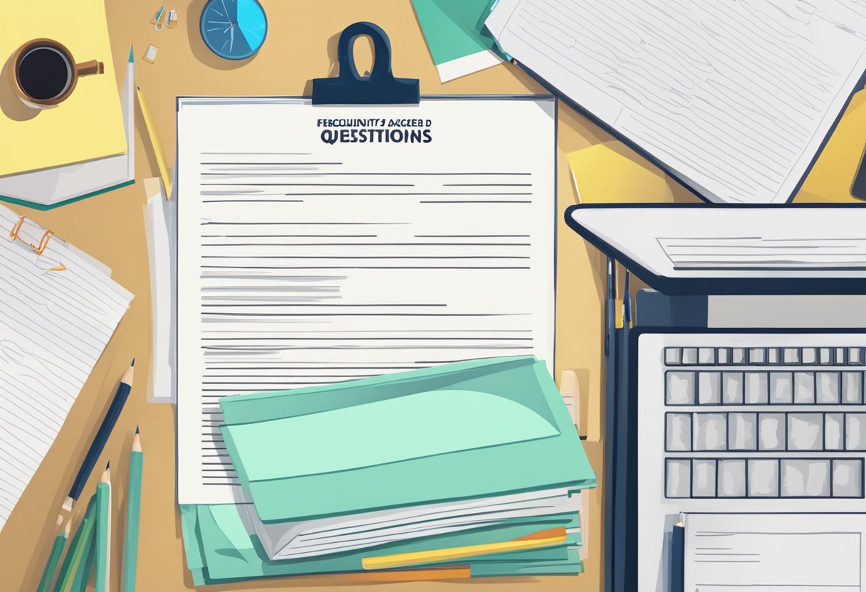 A stack of papers with "Frequently Asked Questions" and a resignation letter on a teacher's desk