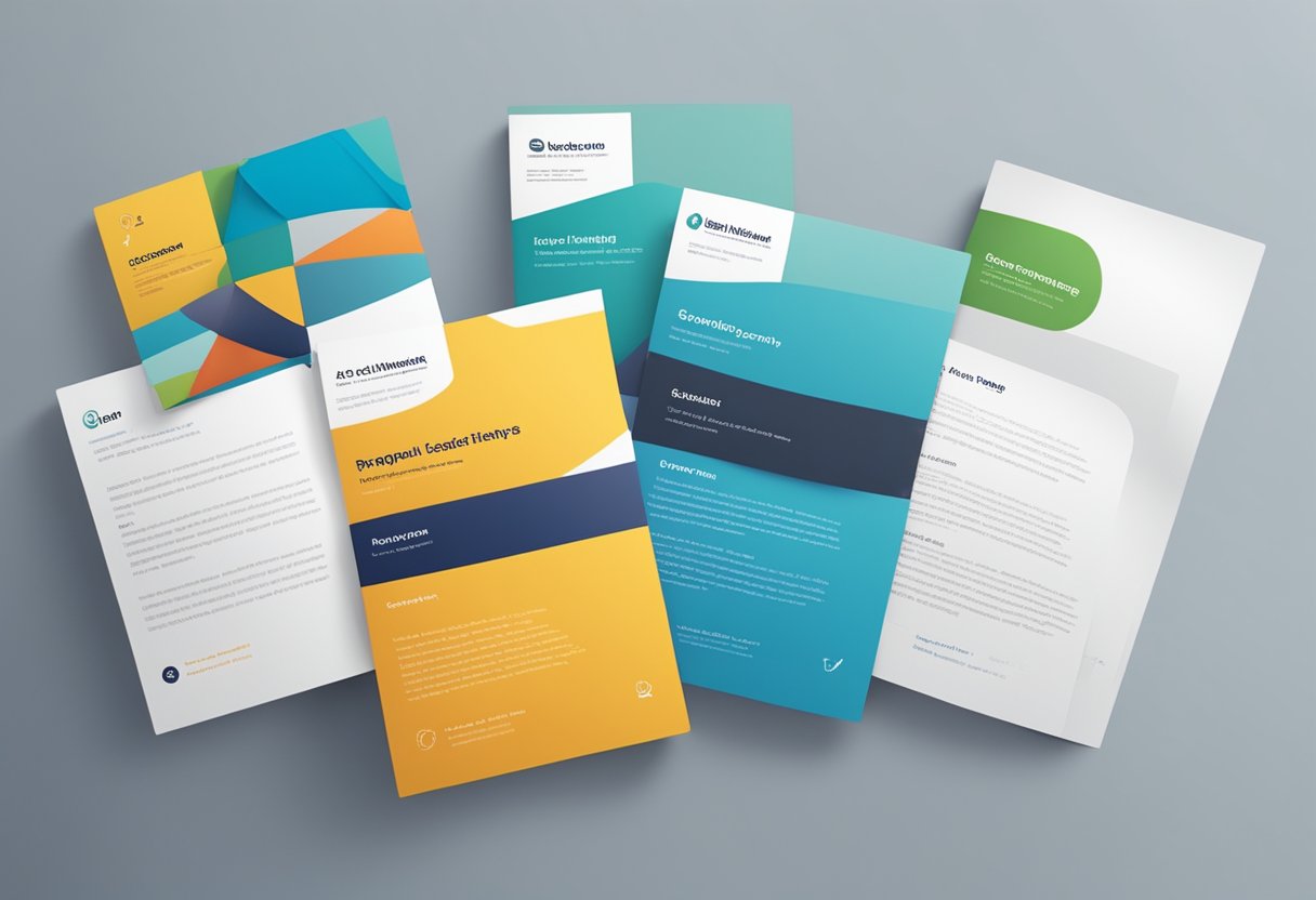 A stack of 5 proposal cover letters with different designs and layouts, each representing a winning example