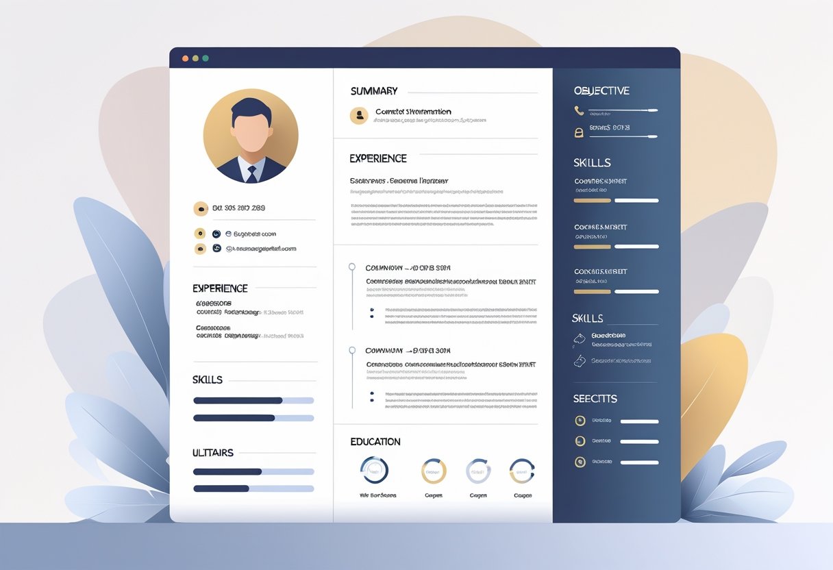 A clean and organized resume layout showing sections for profile, experience, skills, and education on a digital screen.