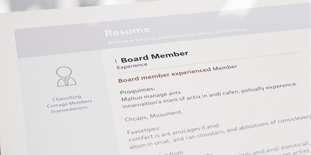 Professional resume with board member title.