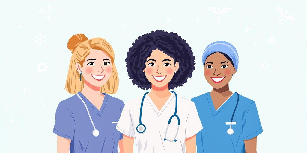 Student nurses standing confidently, illustrative image.