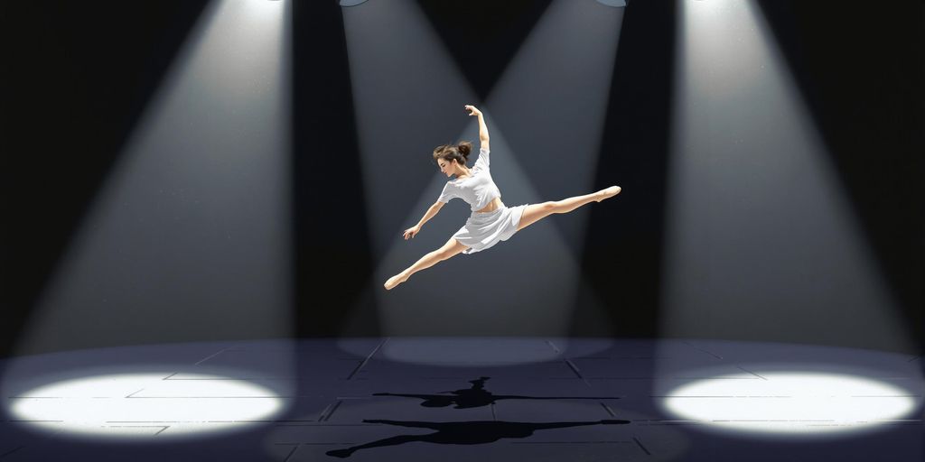 Dancer in dynamic pose on stage