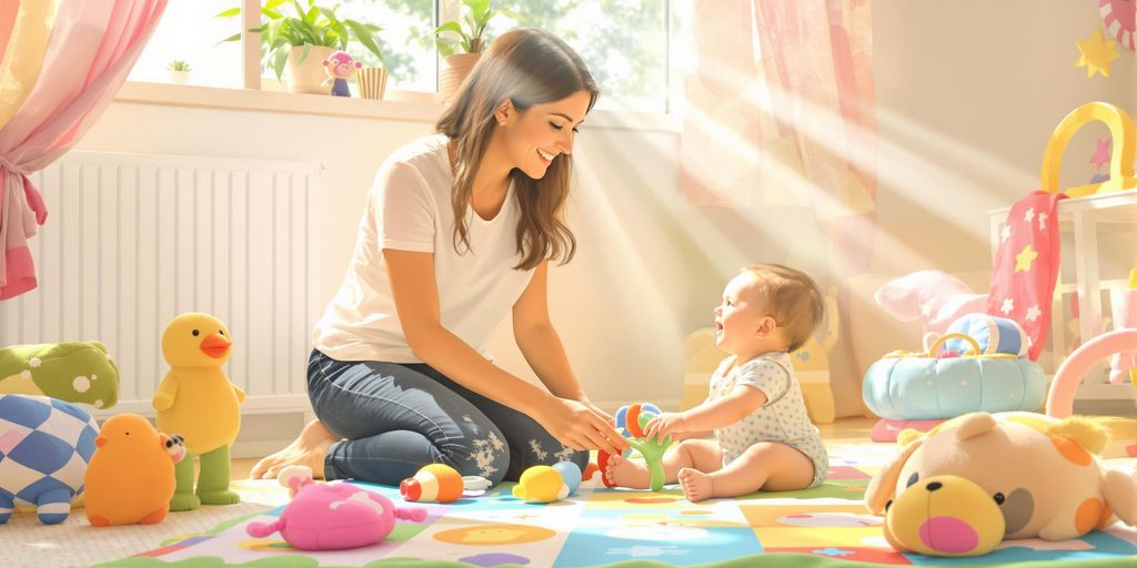 Nanny playing with infant