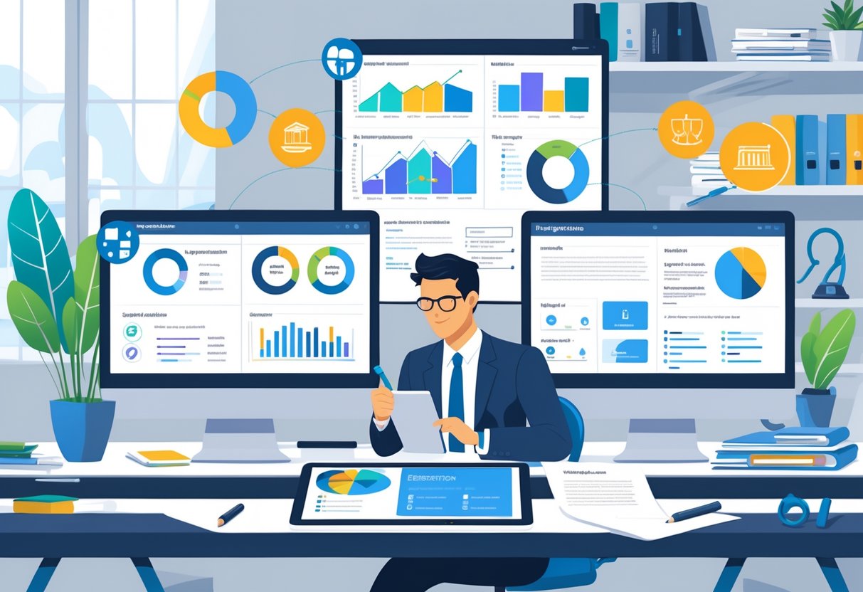 32 Data Analyst Resume Examples - January 2025 Guide for Your Next Job Application 1 A data analyst at a desk reviewing colorful data visualizations on multiple monitors with a resume layout on a tablet in a bright office setting.