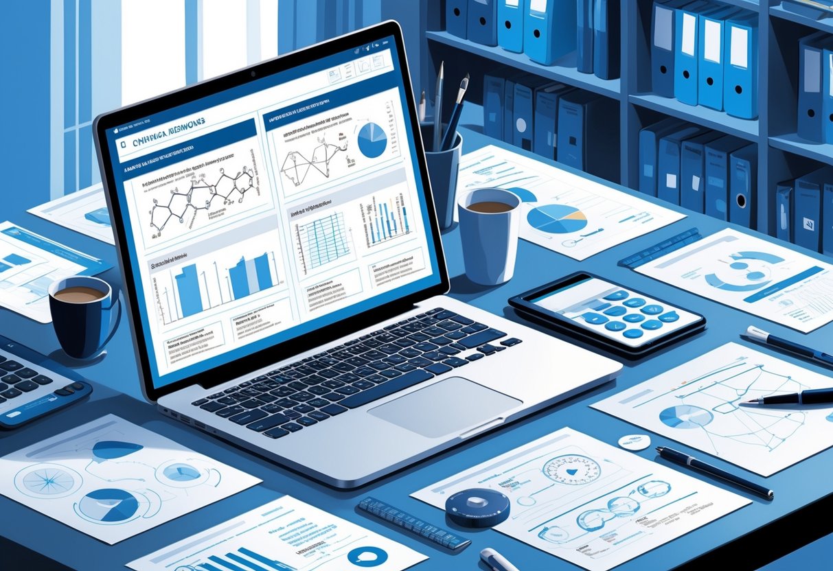 19 Chemical Engineer Resume Examples & Guide for 2025: Expert Tips for Landing Your Next Role 1 A chemical engineer's workspace with a laptop showing chemical formulas, papers with charts, and engineering tools on a desk.
