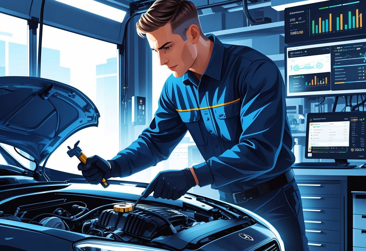 Top Automotive Skills List - Resume Examples for Advancing Your Career 2 An automotive technician using diagnostic tools to inspect a car engine in a modern garage.