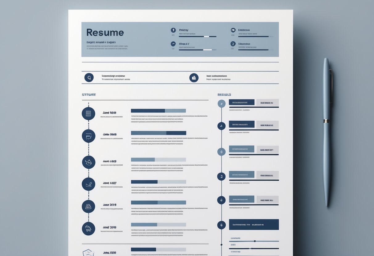 Resume Order of Jobs: How Do You Structure Your Work Experience Effectively? 2 An illustration of a resume layout showing a header with contact icons and a structured list of job entries arranged in order.
