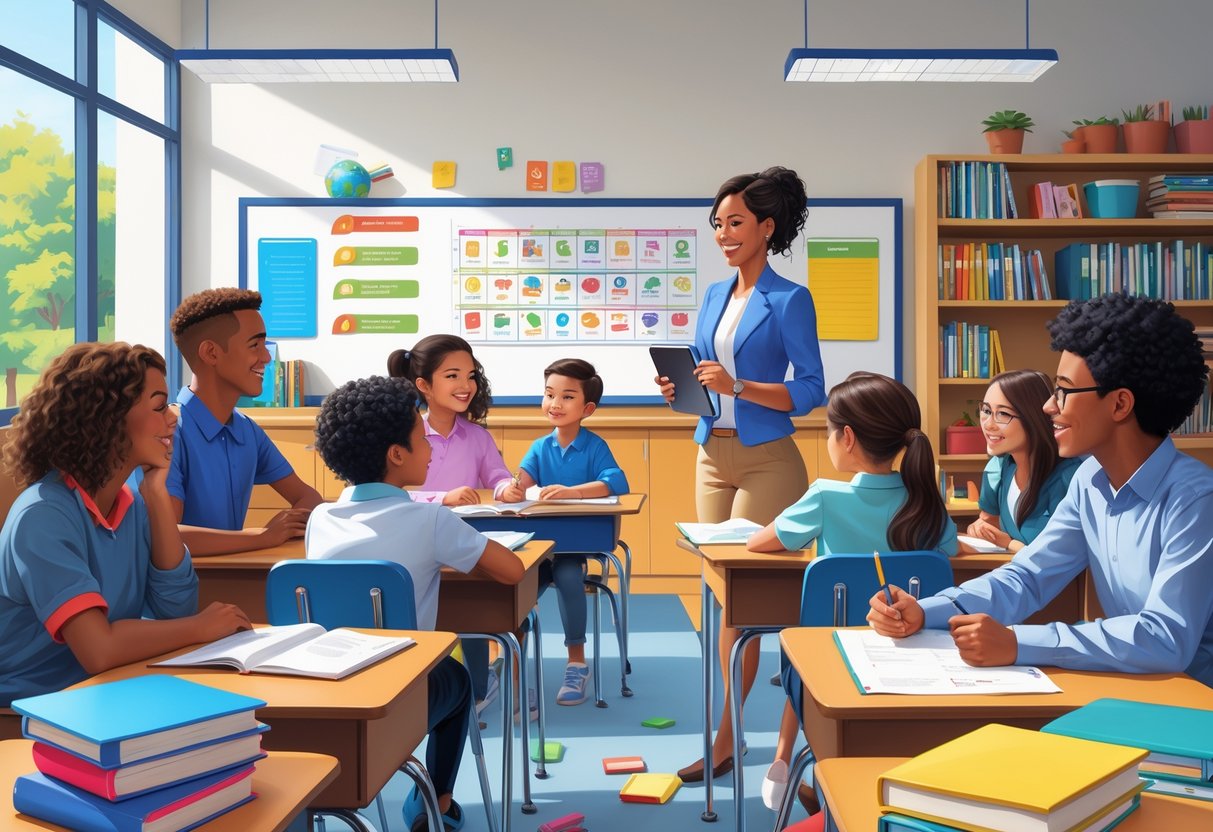 15 Teacher Assistant Resume Examples - June 2025: Top Templates and Writing Tips 1 A teacher assistant helping diverse students in a bright classroom filled with books and educational materials.