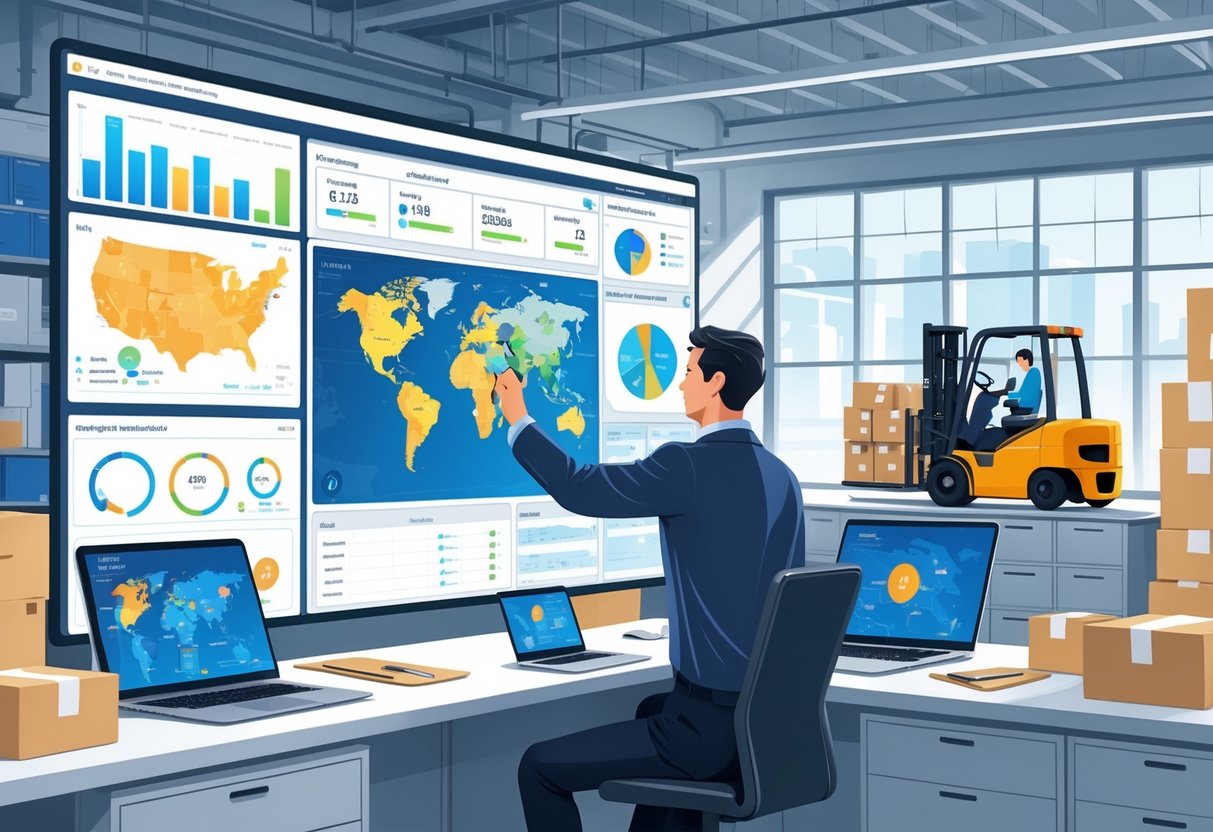 17 Logistics Coordinator Resume Examples & Guide for 2025: Craft Your Standout Application 2 A logistics coordinator reviewing shipment routes and schedules on digital screens in an office overlooking a busy warehouse with packages and forklifts.