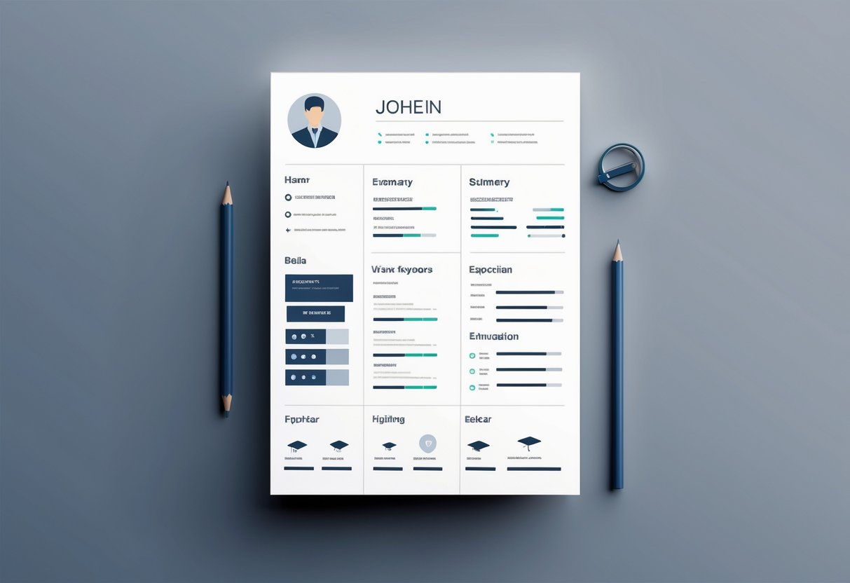 A Breakdown of a Successful One Page Resume: Essential Elements for Maximum Impact 1 An illustration of a one-page resume layout divided into sections for profile, skills, experience, and education, shown on a single sheet of paper.