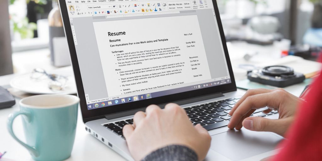 A person crafting a resume on a computer.