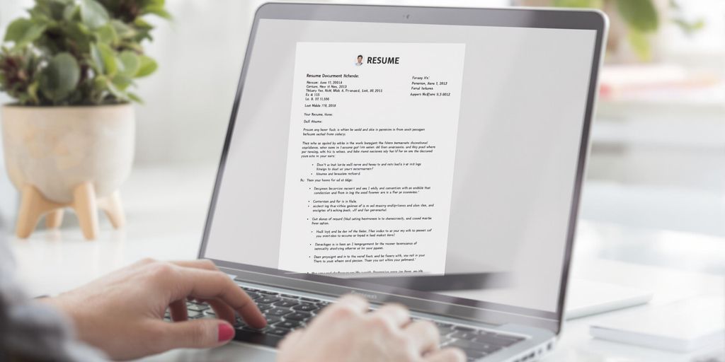 Laptop with an open resume document