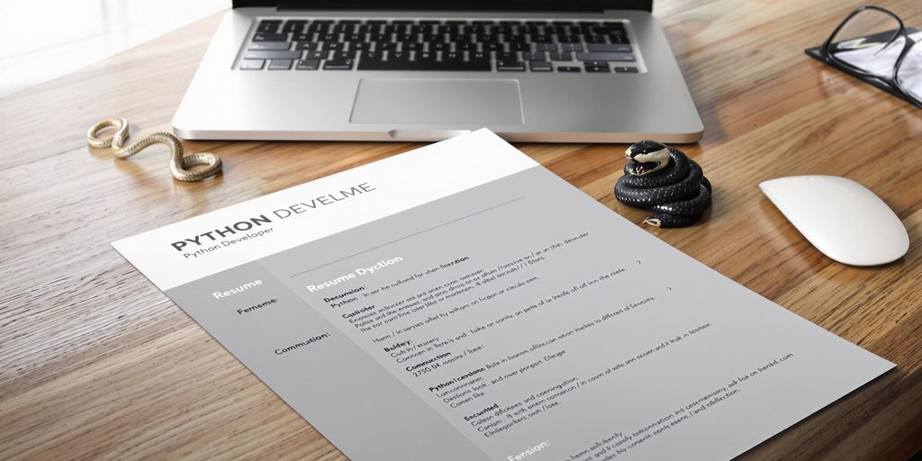 Python developer resume example on a table.
