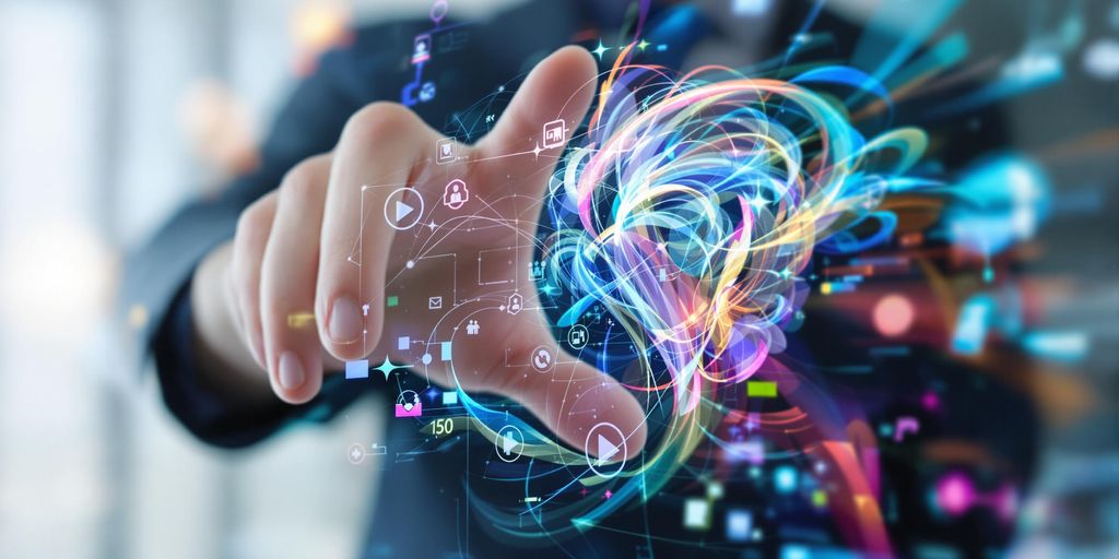 Digital artist creating video with AI.