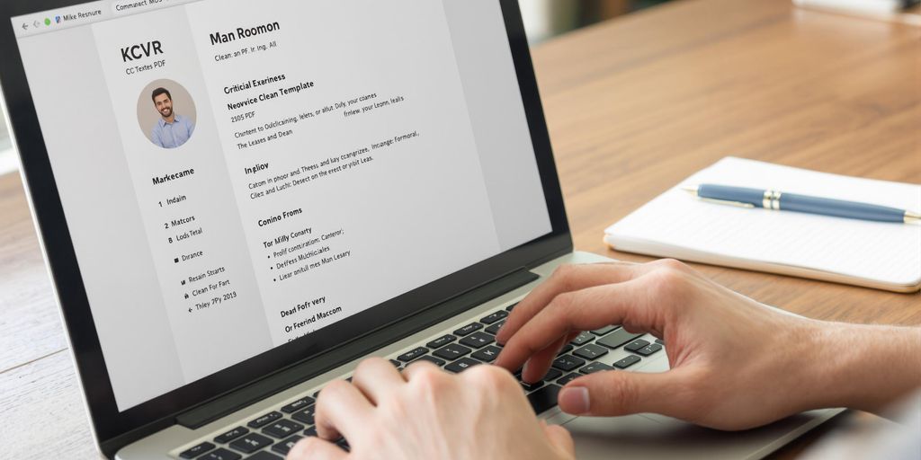 Laptop displaying professional CV template