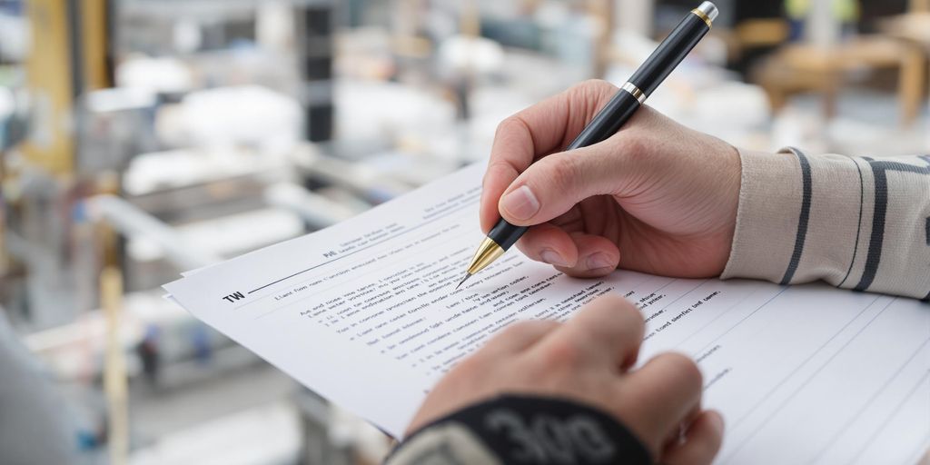 Construction worker writing cover letter