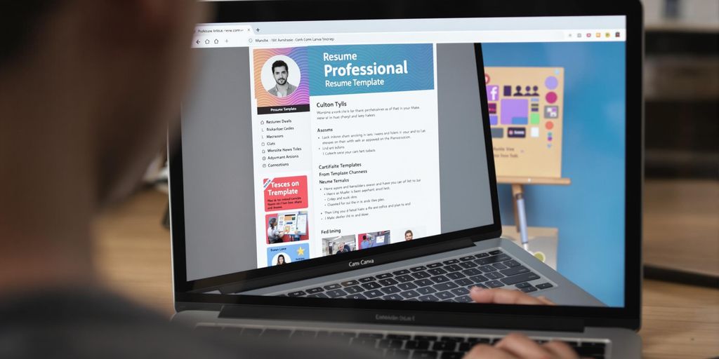 Laptop with open Canva resume