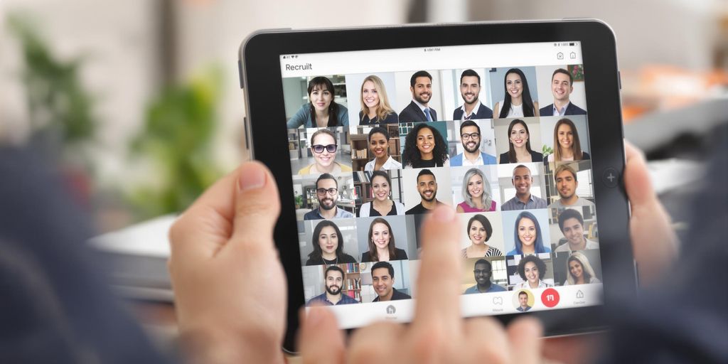 Recruiter scanning diverse candidate profiles