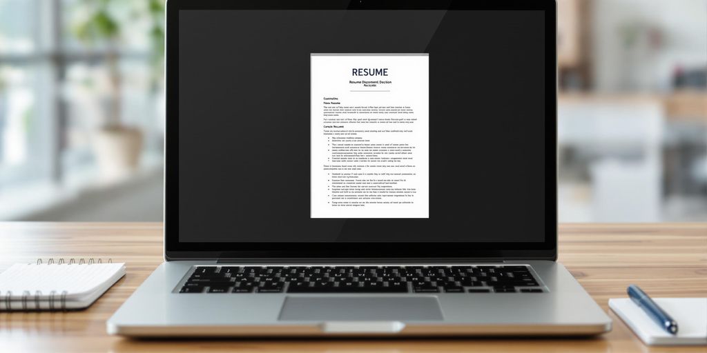 Laptop with an open resume document.