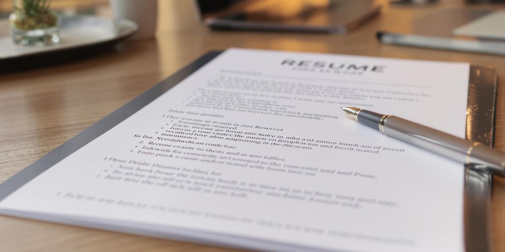 Polished resume on desk with success elements.