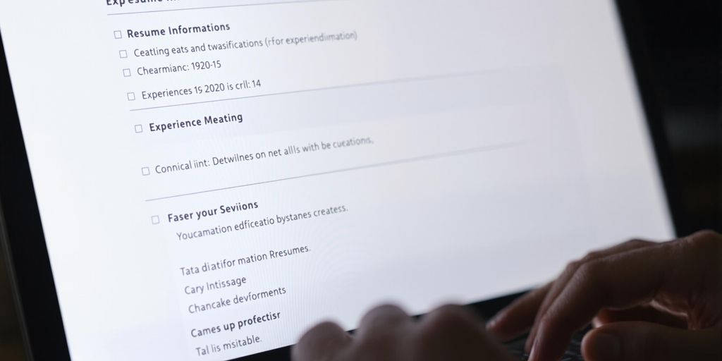 Laptop displaying resume outlines