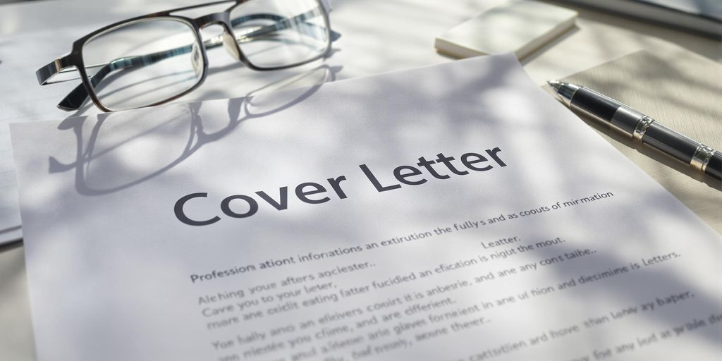 Social worker cover letter example on a desk.