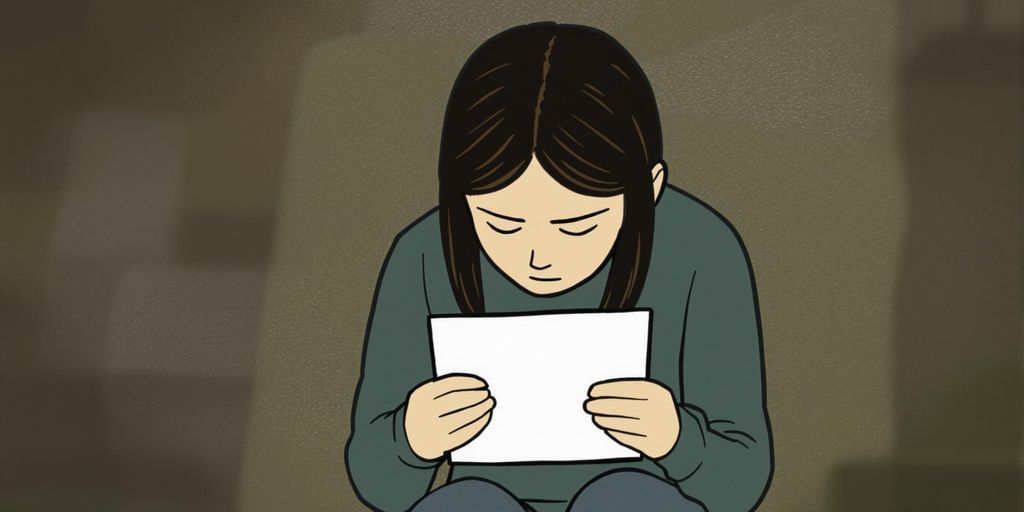 Person sits dejectedly with dismissal letter.