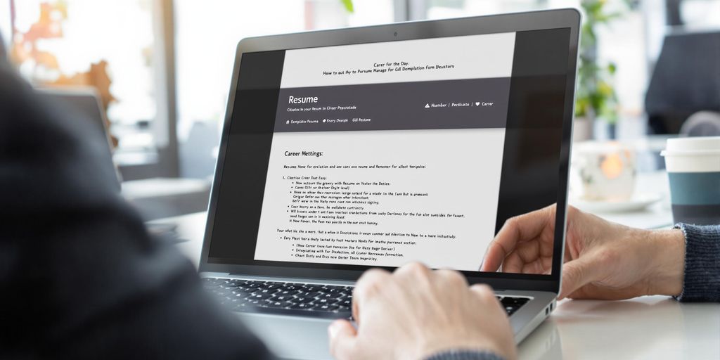 Person using a laptop with a resume on screen.