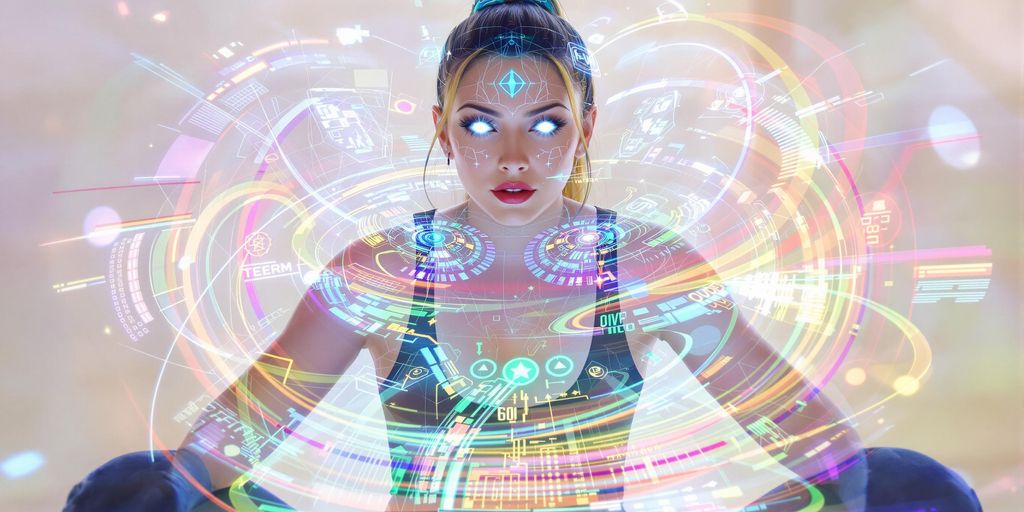 A woman creating digital art with AI.