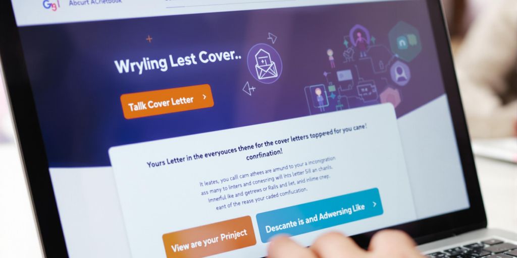 Laptop with colorful, designed cover letter.