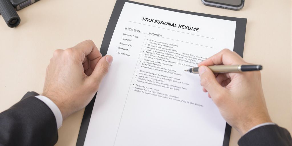 Illustrative image of a legal professional's hands on a resume.