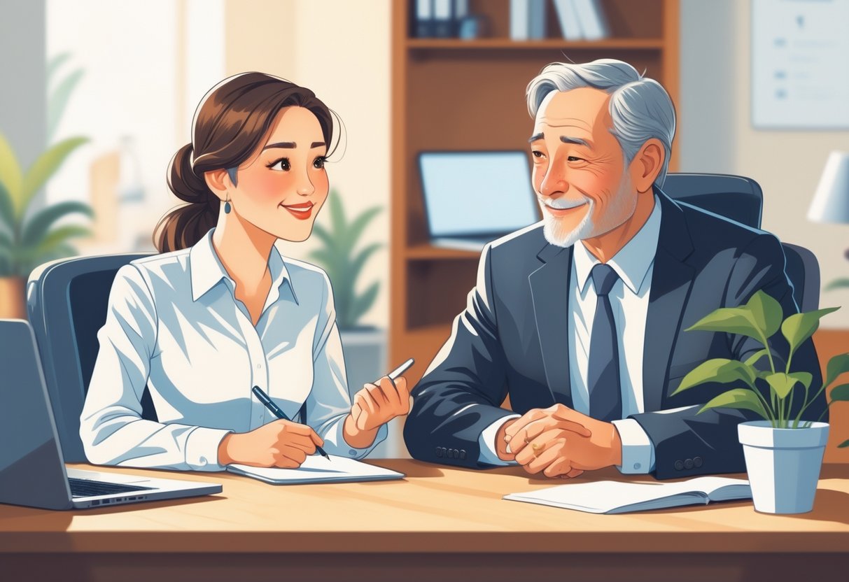 How to Ask for Feedback after an Interview: Best Practices for Professional Follow-Up 3 A young woman politely asking a man for feedback during a conversation in an office.