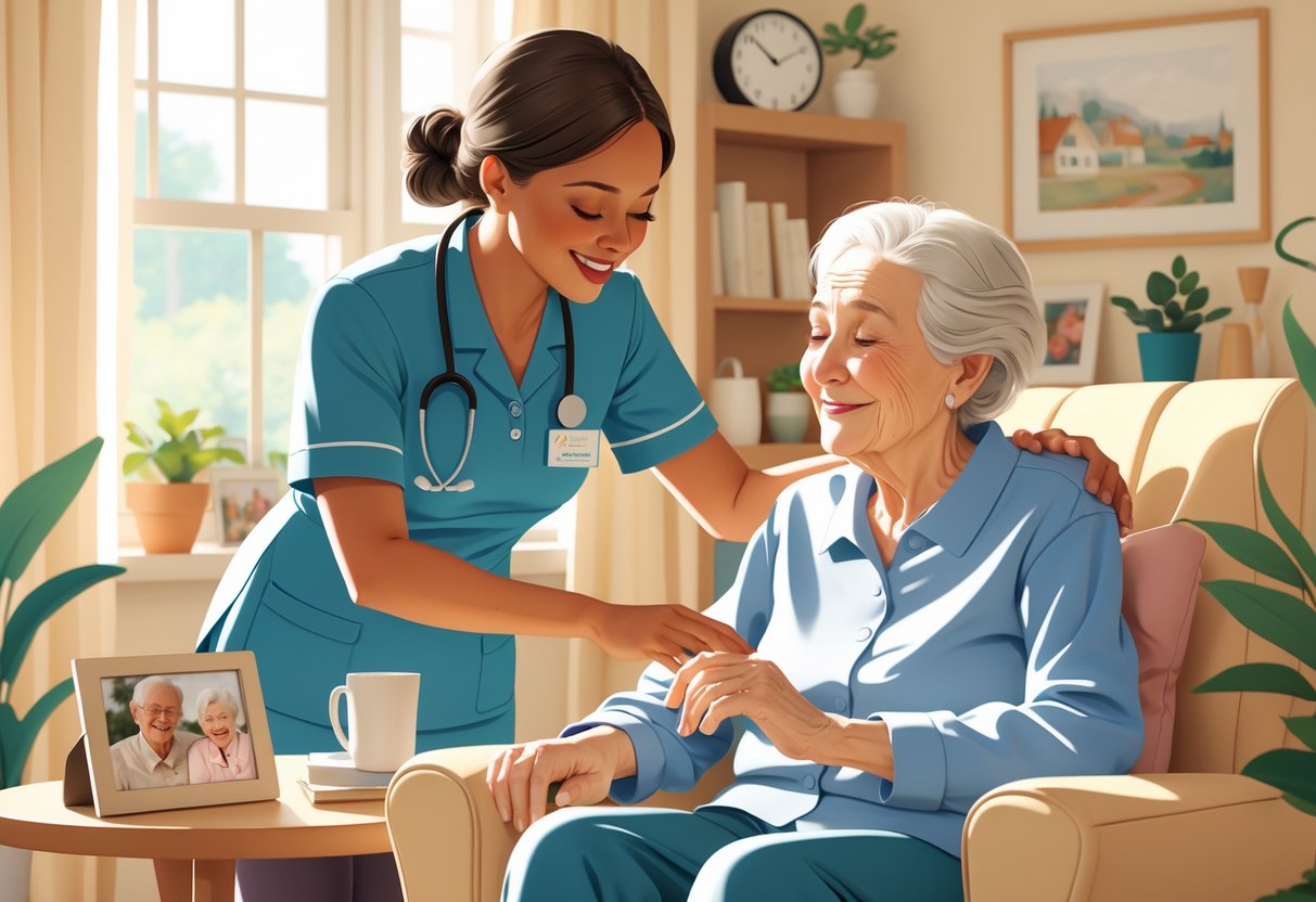 11 Professional Caregiver Cover Letter Examples for 2025: Expert Templates and Writing Tips 2 A caregiver attentively assisting an elderly person in a cozy home setting.