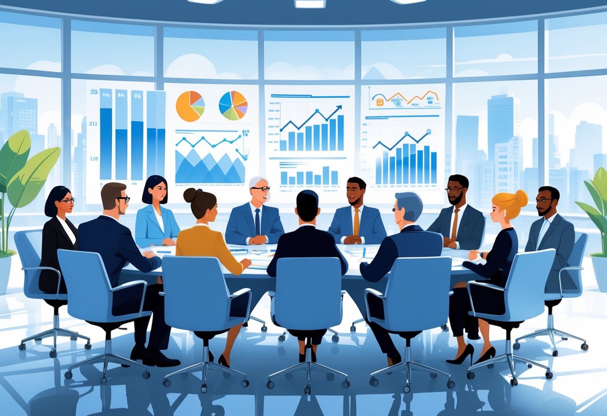 Professional Board of Directors Cover Letter Examples for Effective Applications 3 A diverse group of business professionals sitting around a conference table engaged in a strategic meeting in a corporate boardroom.